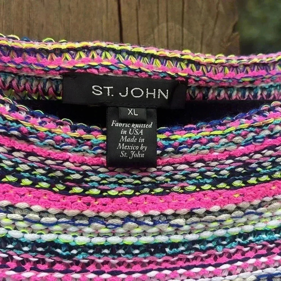 St. John Multi color knit stripe sleeveless sweater top XL - Picture 3 of 6